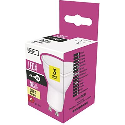 EMOS a +, LED Lampada Classic MR16, BIANCO CALDO, Vetro, 5, W, GU10, Trasparente, 5 x 5,6 cm EMOS a +, LED Lampada Classic MR16, BIANCO CALDO, Vetro, 5, W, GU10, Trasparente, 5 x 5,6 cm