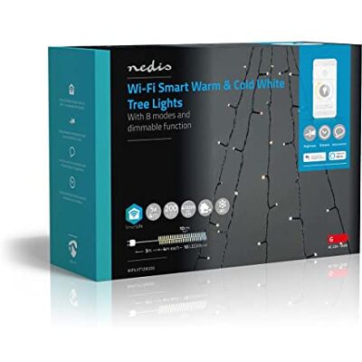 NEDIS SmartLife LED decorativo Albero Bianco da caldo a freddo 200 LED Esterno Motivi di movimento 5 x 4 m Android/IOS NEDIS SmartLife LED decorativo Albero Bianco da caldo a freddo 200 LED Esterno Motivi di movimento 5 x 4 m Android/IOS