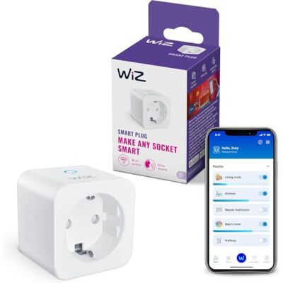 WiZ Wi-Fi Smart Plug, Tipo F, 230 V, 50 Hz, Installazione Facile, Certificazione Matter, Controlli Connessi, Comandi Vocali, Funziona con Alexa, Google Home e Apple Home, Confezione da 1 WiZ Wi-Fi Smart Plug, Tipo F, 230 V, 50 Hz, Installazione Facile, Certificazione Matter, Controlli Connessi, Comandi Vocali, Funziona con Alexa, Google Home e Apple Home, Confezione da 1