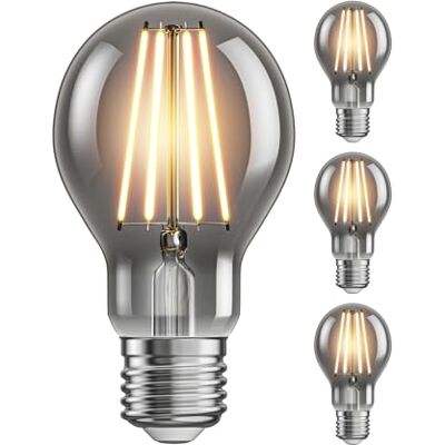 ledscom.de 4x lampadina LED E27, A60, bianco extra caldo (1800 K), 7,5 W, 370lm, vetro fumé ledscom.de 4x lampadina LED E27, A60, bianco extra caldo (1800 K), 7,5 W, 370lm, vetro fumé