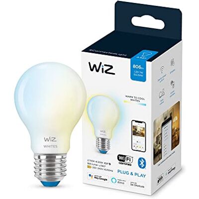 WiZ Lampadina Goccia Smart LED WiFi, Luce Bianca da Calda a Fredda, Smerigliata, E27, equivalente a 60W, Tecnologia SpaceSense, Controllo Vocale (Alexa, Apple HomeKit, Google Home) WiZ Lampadina Goccia Smart LED WiFi, Luce Bianca da Calda a Fredda, Smerigliata, E27, equivalente a 60W, Tecnologia SpaceSense, Controllo Vocale (Alexa, Apple HomeKit, Google Home)