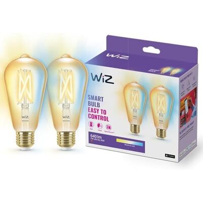 WiZ Lampadina Smart WiFi, Luce Bianca da Calda a Fredda Dimmerabile, Filament Ambrata, E27, 2 PezziI, 6.5W, Tecnologia SpaceSense, Controllo Vocale (Alexa, Apple HomeKit, Google Home) WiZ Lampadina Smart WiFi, Luce Bianca da Calda a Fredda Dimmerabile, Filament Ambrata, E27, 2 PezziI, 6.5W, Tecnologia SpaceSense, Controllo Vocale (Alexa, Apple HomeKit, Google Home)