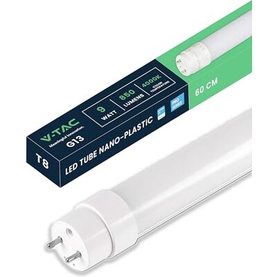 V-TAC Tubo LED 60 CM con attacco G13-9W 850 Lumen Chip Samsung Tubi LED per Soffitto, Parete, Garage, Negozio Tubo LED forma T8 Sostituzione Neon Luce 4000K Bianca Naturale V-TAC Tubo LED 60 CM con attacco G13-9W 850 Lumen Chip Samsung Tubi LED per Soffitto, Parete, Garage, Negozio Tubo LED forma T8 Sostituzione Neon Luce 4000K Bianca Naturale