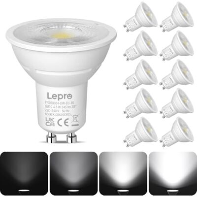 Lepro Lampadina LED GU10 Dimmerabile 4.5W 6500K 345lm 10Pz Dimmerabile con fascio stretto 38°, luce fredda regolabile e consumo ridotto per ambienti moderni Lepro Lampadina LED GU10 Dimmerabile 4.5W 6500K 345lm 10Pz Dimmerabile con fascio stretto 38°, luce fredda regolabile e consumo ridotto per ambienti moderni