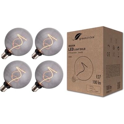greenandco 4x lampadina LED design vintage per illuminazione ambientale dimmerabile E27 G125 4,9W 100lm 1800K (bianco molto caldo) 320° 230V grigio fumo senza sfarfallio greenandco 4x lampadina LED design vintage per illuminazione ambientale dimmerabile E27 G125 4,9W 100lm 1800K (bianco molto caldo) 320° 230V grigio fumo senza sfarfallio