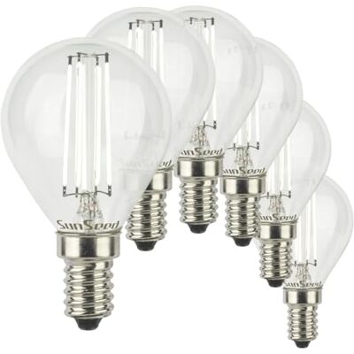 SUNSEED 6x Lampadina E14 Filamento LED Bianco 6W Sfera G45 806 Lumen Luce Calda 3000K, 60W Equivalente SUNSEED 6x Lampadina E14 Filamento LED Bianco 6W Sfera G45 806 Lumen Luce Calda 3000K, 60W Equivalente