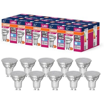 OSRAM Valore A Stella LED PAR16 per Base GU10, Lampada Riflettore, 620 Lumen, Bianco Freddo, 4000K, Sostituzione per Lampadine 49W Convenzionali, Non Dimmerabile, 10 Pacchetti OSRAM Valore A Stella LED PAR16 per Base GU10, Lampada Riflettore, 620 Lumen, Bianco Freddo, 4000K, Sostituzione per Lampadine 49W Convenzionali, Non Dimmerabile, 10 Pacchetti