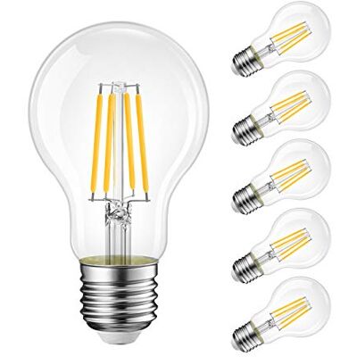 LVWIT Lampadine LED E27 Luce Calda 2700K, Lampadina 11W Equivalenti a 100W, 1521LM, Lampadina LED Filamento A60 Stile Vintage Retrò, Risparmio Energetico, Non Dimmerabile, Pacco da 6 Unità LVWIT Lampadine LED E27 Luce Calda 2700K, Lampadina 11W Equivalenti a 100W, 1521LM, Lampadina LED Filamento A60 Stile Vintage Retrò, Risparmio Energetico, Non Dimmerabile, Pacco da 6 Unità