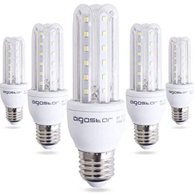 Aigostar -Lampadina LED, 9 W 3U con T3, filettatura grezza e luce fredda, attacco E27, 230 V Aigostar -Lampadina LED, 9 W 3U con T3, filettatura grezza e luce fredda, attacco E27, 230 V