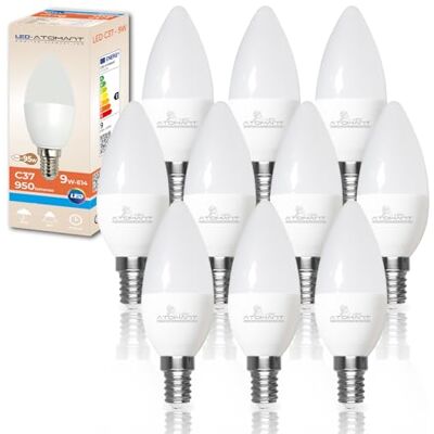 LED ATOMANT 10x Lampadina LED E14 Candela C37 9W Bianco Freddo 950lm Attacco piccolo LED ATOMANT 10x Lampadina LED E14 Candela C37 9W Bianco Freddo 950lm Attacco piccolo