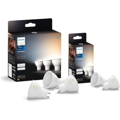 Philips White Ambiance, Faretto LED Smart GU10, Luce Bianca da calda a fredda, 400lm, Compatibile con Bluetooth, controllo vocale con Alexa, Apple Home e Google Assistant, pack da 5 Philips White Ambiance, Faretto LED Smart GU10, Luce Bianca da calda a fredda, 400lm, Compatibile con Bluetooth, controllo vocale con Alexa, Apple Home e Google Assistant, pack da 5