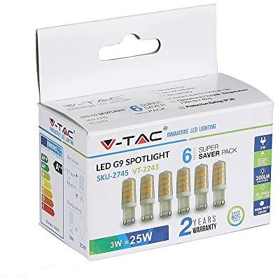 V-TAC Faretto LED G9 3W 6400K (Box 6 Pezzi) V-TAC Faretto LED G9 3W 6400K (Box 6 Pezzi)