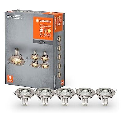 LEDVANCE Sindividi spot in pacchetto da 5, tra cui 5x lampade, 5x 2.6 W, nichel spazzolato, alloggiamento metallico, protezione IP20 LEDVANCE Sindividi spot in pacchetto da 5, tra cui 5x lampade, 5x 2.6 W, nichel spazzolato, alloggiamento metallico, protezione IP20