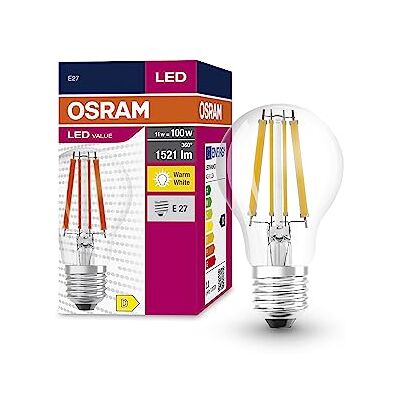 OSRAM Valore a stella a LED Classic LED A100 per socket E27, forma di pera, fil, 1521 lumen, bianco caldo, 2700k, sostituzione per lampadine da 100 w convenzionali, non dimmerabile, 10 pacchetti OSRAM Valore a stella a LED Classic LED A100 per socket E27, forma di pera, fil, 1521 lumen, bianco caldo, 2700k, sostituzione per lampadine da 100 w convenzionali, non dimmerabile, 10 pacchetti