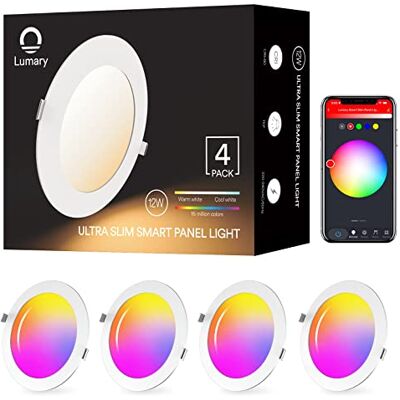 Lumary 12W Smart LED Faretto da incasso 4Pack Luci da incasso a soffitto Dimmerabile Bianco caldo Bianco freddo RGB Faretti da soffitto LED multicolore Compatibile con Alexa/Google Home, Controllo App Lumary 12W Smart LED Faretto da incasso 4Pack Luci da incasso a soffitto Dimmerabile Bianco caldo Bianco freddo RGB Faretti da soffitto LED multicolore Compatibile con Alexa/Google Home, Controllo App