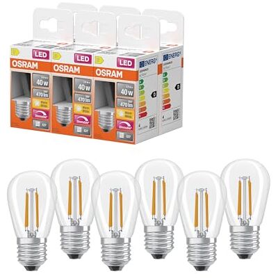 OSRAM Lampada LED Superstar Edison ST45 Filament dimmerabile, 2700 K bianco caldo, 3,4 W, E27, trasparente, 470 lm, per apparecchi decorativi, aspetto vintage, 15.000 ore,6-Pack OSRAM Lampada LED Superstar Edison ST45 Filament dimmerabile, 2700 K bianco caldo, 3,4 W, E27, trasparente, 470 lm, per apparecchi decorativi, aspetto vintage, 15.000 ore,6-Pack