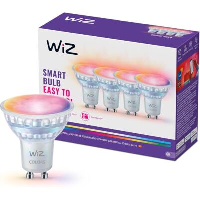 WiZ Faretto LED smart vetro GU10, a colori e bianco Regolabile, equivalente 50 W, 2.200-6.500 K, 345 lumen, intensità regolabile, compatibile Alexa, Google Assistant e Apple Home, conf. da 4 WiZ Faretto LED smart vetro GU10, a colori e bianco Regolabile, equivalente 50 W, 2.200-6.500 K, 345 lumen, intensità regolabile, compatibile Alexa, Google Assistant e Apple Home, conf. da 4