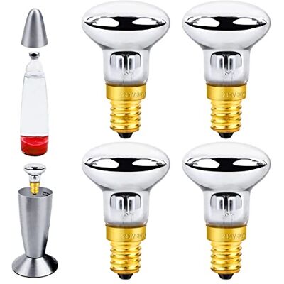 Mitening 4-Pezzi Lava E14 30W R39 SES Lampadina a Incandescenza, Luce Calda 2700K, 340LM, AC 230V, Filamento R39 Attacco Piccolo per Lavalamp, Lampade a Lava, Lampada Vulcano Mitening 4-Pezzi Lava E14 30W R39 SES Lampadina a Incandescenza, Luce Calda 2700K, 340LM, AC 230V, Filamento R39 Attacco Piccolo per Lavalamp, Lampade a Lava, Lampada Vulcano