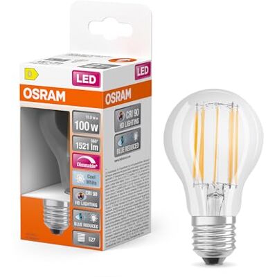 OSRAM Lamps Lampada LED, Forma a Lampadina, E27, 11 Watt, Trasparente, Bianco Freddo, 4000 Kelvin OSRAM Lamps Lampada LED, Forma a Lampadina, E27, 11 Watt, Trasparente, Bianco Freddo, 4000 Kelvin