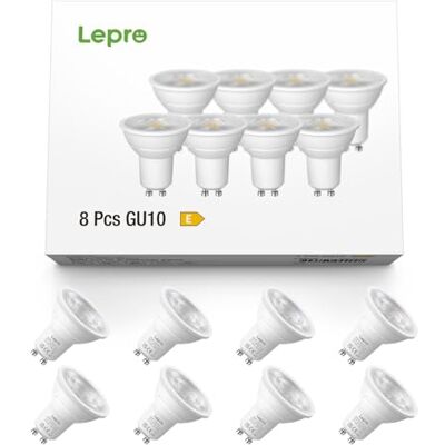 Lepro Lampadina LED GU10 6W 4000K 630lm 8Pz Lampadina LED GU10 ad alta luminosità con luce naturale, adatta per grandi ambienti interni,6W Equivalente a 80W Lepro Lampadina LED GU10 6W 4000K 630lm 8Pz Lampadina LED GU10 ad alta luminosità con luce naturale, adatta per grandi ambienti interni,6W Equivalente a 80W