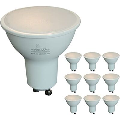 LED ATOMANT Confezione da 10 Lampadina LED GU10 LED 7W Regolabile, Colore Bianco Caldo (3000K), 680 Lumen, Angolo di Apertura di 120 gradi LED ATOMANT Confezione da 10 Lampadina LED GU10 LED 7W Regolabile, Colore Bianco Caldo (3000K), 680 Lumen, Angolo di Apertura di 120 gradi