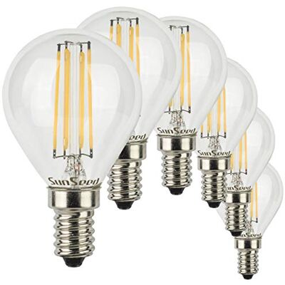 SUNSEED 6x Lampadina E14 Filamento LED 6W Sfera G45 806 Lumen Luce Calda 2700K, 60W Equivalente SUNSEED 6x Lampadina E14 Filamento LED 6W Sfera G45 806 Lumen Luce Calda 2700K, 60W Equivalente