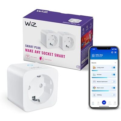 WiZ Wi-Fi Smart Plug, Tipo F, 230 V, 50 Hz, Installazione Facile, Certificazione Matter, Controlli Connessi, Comandi Vocali, Funziona con Alexa, Google Home e Apple Home, Confezione da 2 WiZ Wi-Fi Smart Plug, Tipo F, 230 V, 50 Hz, Installazione Facile, Certificazione Matter, Controlli Connessi, Comandi Vocali, Funziona con Alexa, Google Home e Apple Home, Confezione da 2