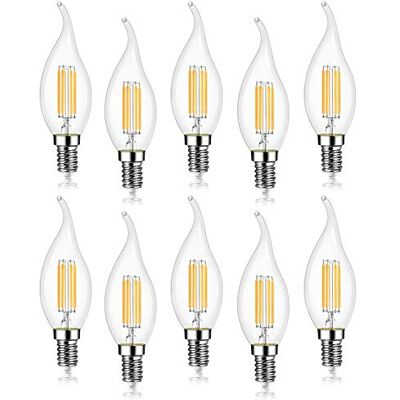 EXTRASTAR Lampadina Filamento LED Fiamma, Attacco E14, 2700K, Giallo caldo , Confezione da 10 Pezzi EXTRASTAR Lampadina Filamento LED Fiamma, Attacco E14, 2700K, Giallo caldo , Confezione da 10 Pezzi