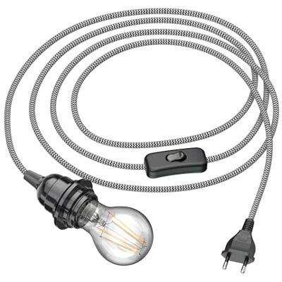 ledscom.de Cavo LEKA con spina, interruttore, 3 m, nero/bianco, incl. lampada E27, classe di efficienza energetica A (bianco caldo, 4W, 848lm) ledscom.de Cavo LEKA con spina, interruttore, 3 m, nero/bianco, incl. lampada E27, classe di efficienza energetica A (bianco caldo, 4W, 848lm)