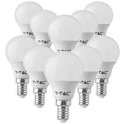 V-TAC 7W risparmio energetico P45 Palla da golf lampadina LED 45W equivalente con Samsung LED E14 SES (piccola vite Edison) 4000K colore bianco giorno non dimmerabile confezione da 10 V-TAC 7W risparmio energetico P45 Palla da golf lampadina LED 45W equivalente con Samsung LED E14 SES (piccola vite Edison) 4000K colore bianco giorno non dimmerabile confezione da 10