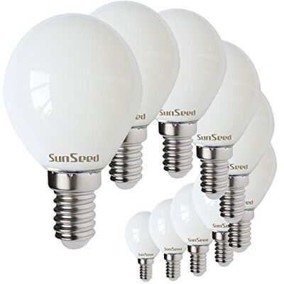 SUNSEED 10x Lampadina E14 Filamento LED Opalina 4W Sfera G45 470 Lm Luce Calda 2700K, 40W Equivalente SUNSEED 10x Lampadina E14 Filamento LED Opalina 4W Sfera G45 470 Lm Luce Calda 2700K, 40W Equivalente