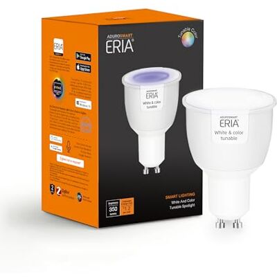ERIA GU10 Smart LED Spotot, luce colorata e bianca, dimmerabile, equivalente da 35 W, compatibile con AduroSmart, SmartThings, Philips Hue e Alexa, ERIA GU10 Smart LED Spotot, luce colorata e bianca, dimmerabile, equivalente da 35 W, compatibile con AduroSmart, SmartThings, Philips Hue e Alexa,