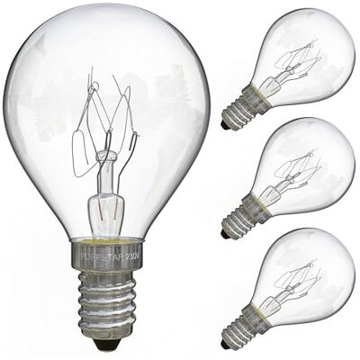 POPPSTAR lampadine per forno E14, G45, 25W resistenti al calore 300 gradi (2400K bianco caldo, 180lm, 4 pezzi) POPPSTAR lampadine per forno E14, G45, 25W resistenti al calore 300 gradi (2400K bianco caldo, 180lm, 4 pezzi)