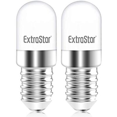 EXTRASTAR Lampadina LED E14, 1.8W (equivalenti a 14 W),6500K,luce bianco freddo, Pacco da 2 EXTRASTAR Lampadina LED E14, 1.8W (equivalenti a 14 W),6500K,luce bianco freddo, Pacco da 2