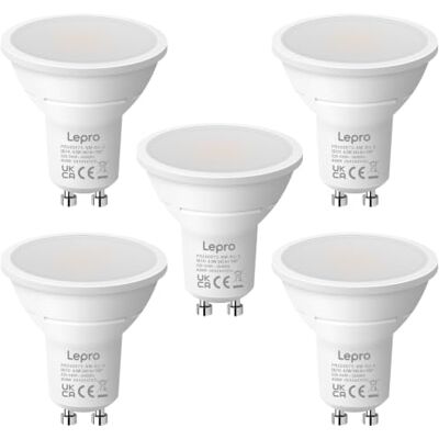 Lepro Faretto LED GU10 4.5W 4000K 345lm 100° 5 Pezzi Lampadina GU10 da incasso con luce naturale, ampia diffusione 100° per ambienti domestici,non dimmerabile Lepro Faretto LED GU10 4.5W 4000K 345lm 100° 5 Pezzi Lampadina GU10 da incasso con luce naturale, ampia diffusione 100° per ambienti domestici,non dimmerabile