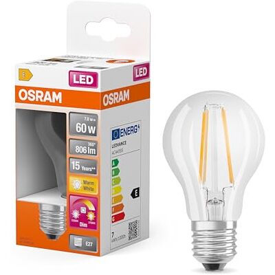 OSRAM LED Retrofit CLASSIC A GLOWdim Pacco da 10 x Lampadina LED, Attacco: E14, Bianca Calda, 2700 K, 6.50 W, Equivalenti a 60 W, LED Retrofit CLASSIC B DIM, Chiaro, Taglia Unica OSRAM LED Retrofit CLASSIC A GLOWdim Pacco da 10 x Lampadina LED, Attacco: E14, Bianca Calda, 2700 K, 6.50 W, Equivalenti a 60 W, LED Retrofit CLASSIC B DIM, Chiaro, Taglia Unica