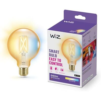 WiZ Lampadina Globo Smart LED WiFi, Luce Bianca da Calda a Fredda, Filamento Ambrata, E27, equivalente a 50W, Tecnologia SpaceSense, Controllo Vocale (Alexa, Apple HomeKit, Google Home) WiZ Lampadina Globo Smart LED WiFi, Luce Bianca da Calda a Fredda, Filamento Ambrata, E27, equivalente a 50W, Tecnologia SpaceSense, Controllo Vocale (Alexa, Apple HomeKit, Google Home)