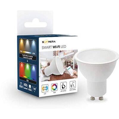 Suprema , Faretto Lampadina Multicolore Led Smart Wi-fi, Dimmerabile, Attacco Lampadina GU10, Compatibile come Faretti Alexa e Google Home Suprema , Faretto Lampadina Multicolore Led Smart Wi-fi, Dimmerabile, Attacco Lampadina GU10, Compatibile come Faretti Alexa e Google Home