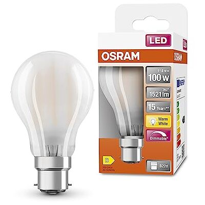 OSRAM LED Superstar Classic A100 LED Dimmeble LED per base B22D, forma della pera, GL FR, 1521 lumen, bianco caldo, 2700k, sostituzione per lampadine da 100 w convenzionali, pacchetto da 6 OSRAM LED Superstar Classic A100 LED Dimmeble LED per base B22D, forma della pera, GL FR, 1521 lumen, bianco caldo, 2700k, sostituzione per lampadine da 100 w convenzionali, pacchetto da 6