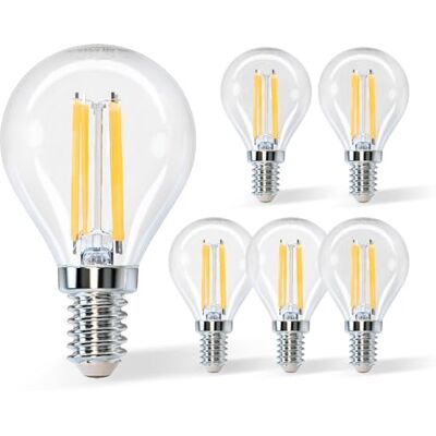 Aigostar Lampadine a Filamento LED E14,Luce Calda 2700K, 4W,Equivalenti a 40 W, 470 Lumen, Angolo di Apertura: 360°,Non Dimmerabile,G45,Confezione da 5 Unità Aigostar Lampadine a Filamento LED E14,Luce Calda 2700K, 4W,Equivalenti a 40 W, 470 Lumen, Angolo di Apertura: 360°,Non Dimmerabile,G45,Confezione da 5 Unità