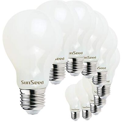SUNSEED 10x Lampadina E27 Filamento LED Opalina 9W Goccia A60 1200 Lumen Luce Naturale 4000K, 83W Equivalente SUNSEED 10x Lampadina E27 Filamento LED Opalina 9W Goccia A60 1200 Lumen Luce Naturale 4000K, 83W Equivalente