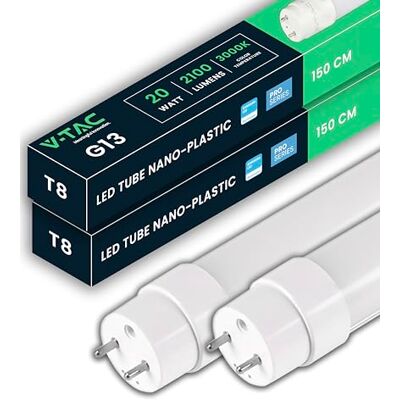 V-TAC 2x Tubo LED 150 cm T8 G13-20 W 2100 lumen Chip Samsung Tubi LED per Soffitto, Parete, Garage, Tenda Tubo LED forma T8 Sostituzione neon Luce 3000 K Bianco caldo V-TAC 2x Tubo LED 150 cm T8 G13-20 W 2100 lumen Chip Samsung Tubi LED per Soffitto, Parete, Garage, Tenda Tubo LED forma T8 Sostituzione neon Luce 3000 K Bianco caldo