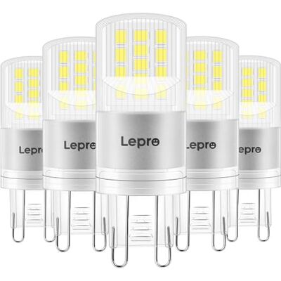 Lepro Lampadina G9 470LM, 3.8W ≈ 40W, 6000K, Angolo 300°, 5 Pcs Non Dimmable, CRI>80, LED Lampadina Super Luminosa, Nessuno Sfarfallio, Risparmio Energetico Superiore al 91% Lepro Lampadina G9 470LM, 3.8W ≈ 40W, 6000K, Angolo 300°, 5 Pcs Non Dimmable, CRI>80, LED Lampadina Super Luminosa, Nessuno Sfarfallio, Risparmio Energetico Superiore al 91%