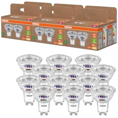 OSRAM LED Energy Class PAR16 da 2 W, 360 lm, bianco caldo (2700 K) in vetro trasparente senza piombo con attacco GU10 in classe di efficienza energetica A, diametro 50 mm, IP20.6 confezione OSRAM LED Energy Class PAR16 da 2 W, 360 lm, bianco caldo (2700 K) in vetro trasparente senza piombo con attacco GU10 in classe di efficienza energetica A, diametro 50 mm, IP20.6 confezione