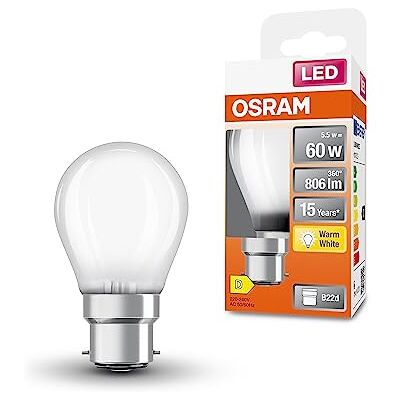 OSRAM Lampada LED Classic P60 Star Classic P60 per base B22D, forma a goccia, gl fr, lumen 806, bianco caldo, 2700k, sostituzione per lampadine da 60w convenzionali, non dimmerabile, 6 pacchetti OSRAM Lampada LED Classic P60 Star Classic P60 per base B22D, forma a goccia, gl fr, lumen 806, bianco caldo, 2700k, sostituzione per lampadine da 60w convenzionali, non dimmerabile, 6 pacchetti