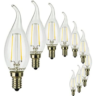 SUNSEED 10x Lampadina E14 Filamento LED 2W Colpo di Vento 250 Lumen Luce Naturale 4000K, 25W Equivalente SUNSEED 10x Lampadina E14 Filamento LED 2W Colpo di Vento 250 Lumen Luce Naturale 4000K, 25W Equivalente