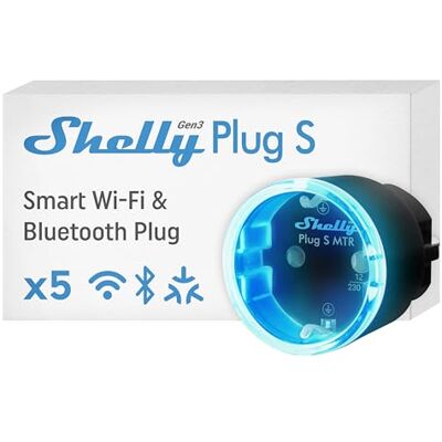 Shelly Plug S Gen3 Nero Presa Intelligente Wi-Fi (Tipo F), Misurazione Consumi, 12A, 2500W, Matter, Nessun Hub Richiesto, Timer, Riscaldamento, Luci, Alexa, Google Home, Apple HomeKit (5 Pezzi) Shelly Plug S Gen3 Nero Presa Intelligente Wi-Fi (Tipo F), Misurazione Consumi, 12A, 2500W, Matter, Nessun Hub Richiesto, Timer, Riscaldamento, Luci, Alexa, Google Home, Apple HomeKit (5 Pezzi)