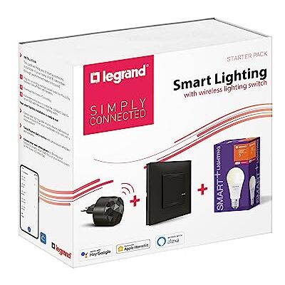Legrand Starter Pack Valena Next con Netatmo: 1 Gateway plug-in + 1 Comandi Wireless di illuminazione + 1 Lampadina Intelligente E27 Classico/Nero Legrand Starter Pack Valena Next con Netatmo: 1 Gateway plug-in + 1 Comandi Wireless di illuminazione + 1 Lampadina Intelligente E27 Classico/Nero
