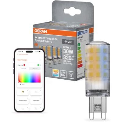 OSRAM Smart+ WiFi PIN G9 3,5W 827, bianco sintonizzabile 2700-6500K, 320 lm, 20.000 ore, compatibile con Alexa e Google,5-Pack OSRAM Smart+ WiFi PIN G9 3,5W 827, bianco sintonizzabile 2700-6500K, 320 lm, 20.000 ore, compatibile con Alexa e Google,5-Pack