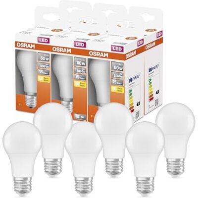 OSRAM LED PCR LAMP WITH CLASSIC A 8W 827 Frosted E27,6-Pack OSRAM LED PCR LAMP WITH CLASSIC A 8W 827 Frosted E27,6-Pack